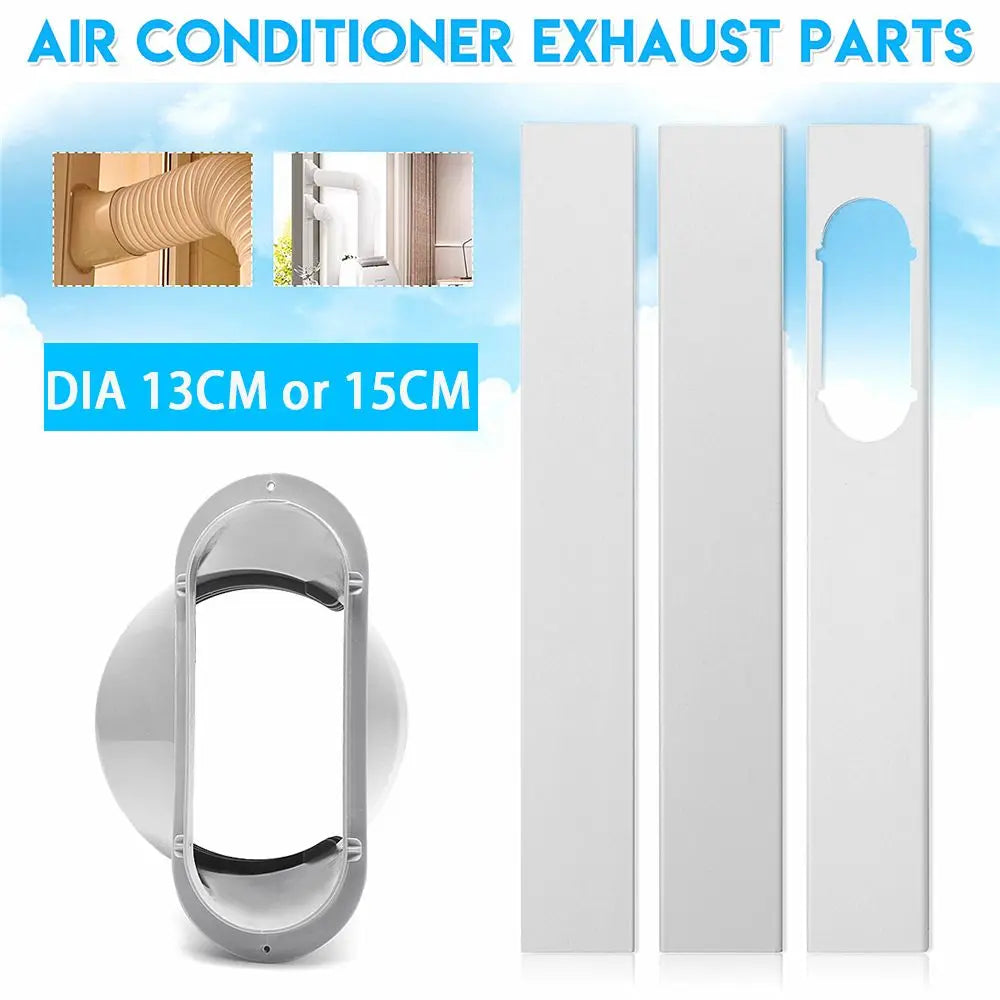 Adjustable Portable AC Window Kit – Slide Plate & Exhaust Hose Connector Adaptor with Wind Shield