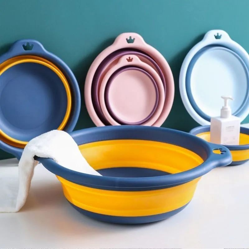 Portable Foldable Plastic Laundry Basin - Travel-Friendly, Safe, and Durable Wash Basin for Bathroom and Household Supplies