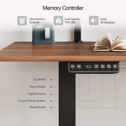 Electric Standing Desk with 2 Adjustable Monitor Shelves – Memory Controller & Height Adjustable Stand Up Desk