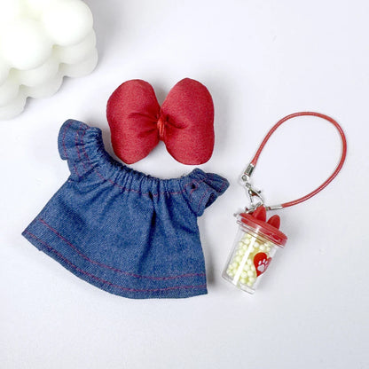 17cm Labubu Plush Doll Clothes – Macaron Outfit, Hair Accessories, DIY Clothing for V1 V2 Dolls & Kids Gift