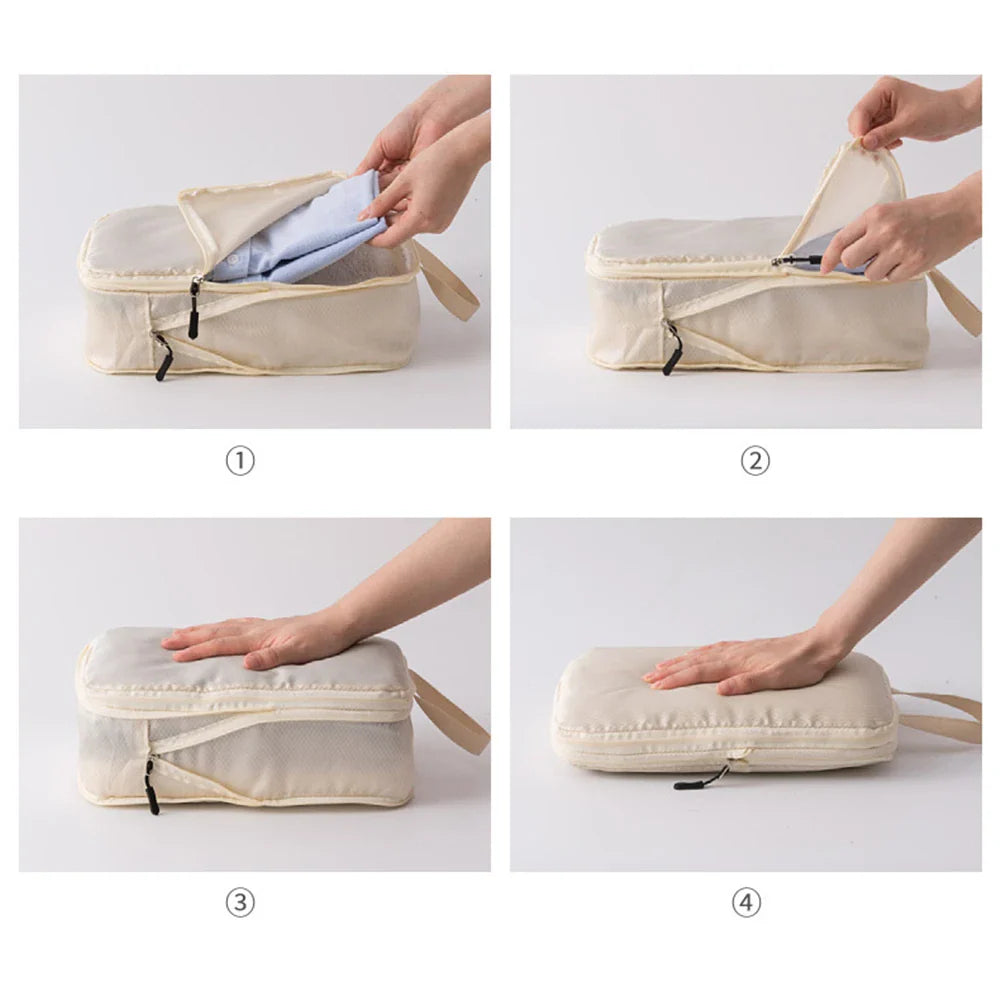 3pcs Travel Packing Bag Set | Compressible Waterproof Nylon Organizer for Suitcase, Luggage, Portable