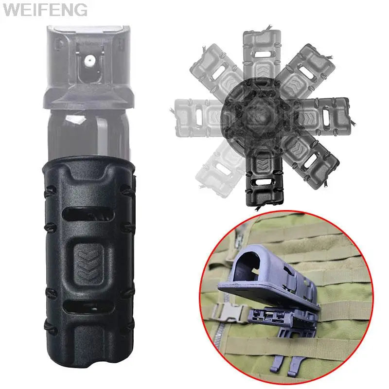 Tactical MOLLE Pepper Spray Holster with 360° Rotating Belt Clip – Duty Police Mace Spray Holder Self Defense Carry Case