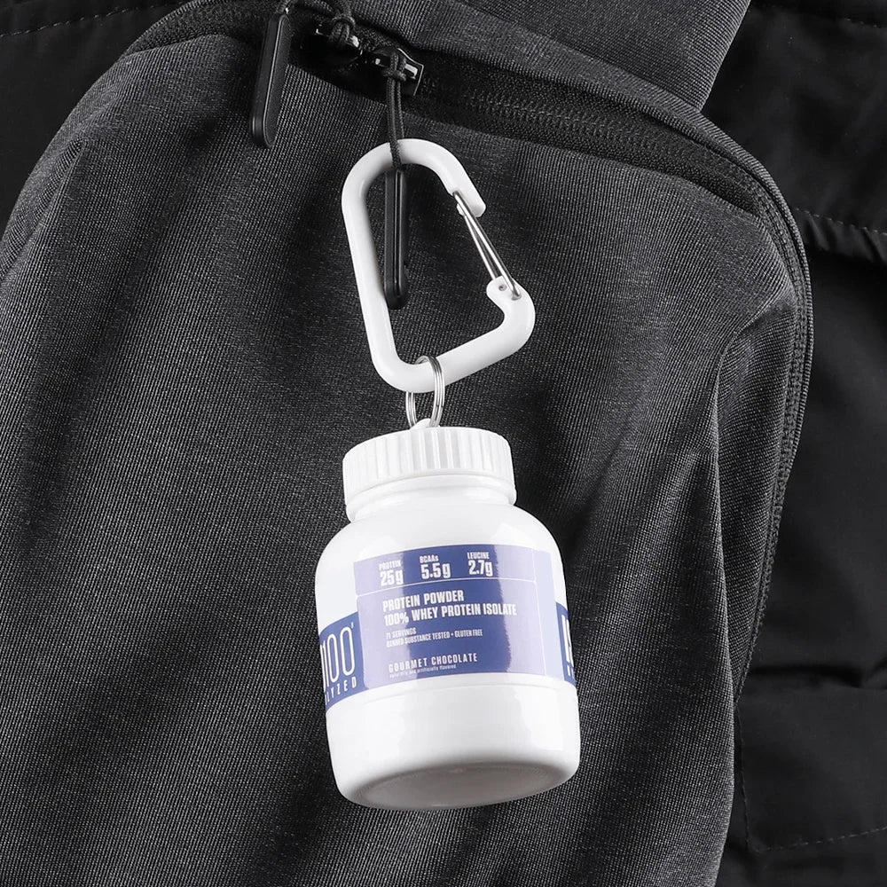 100/200ML Portable Mini Protein Powder Bottle — Keychain Health Container with Funnel for Sports & Outdoors