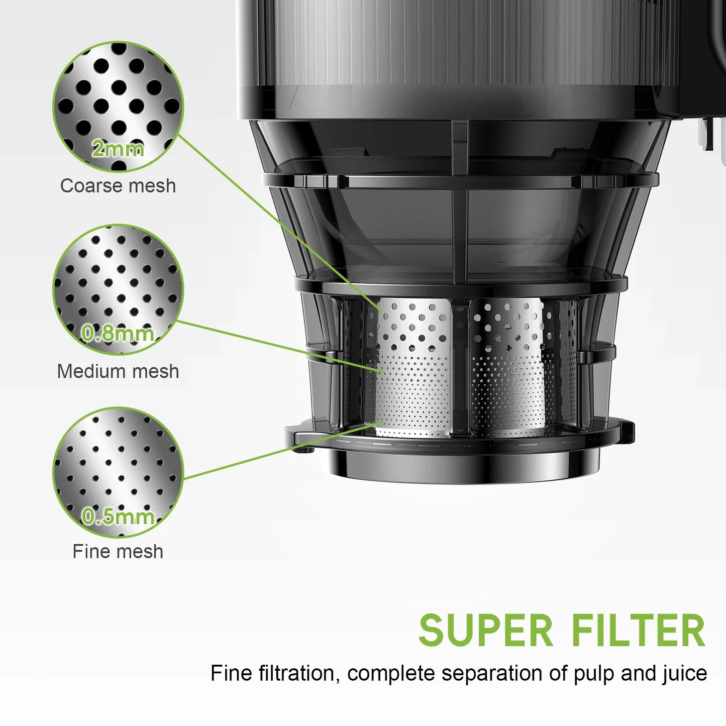 BioloMix Cold Press Juicer — 130mm Feed Chute, Whole Fruit & Vegetable Slow Masticating Juicer, High Yield BPA-Free