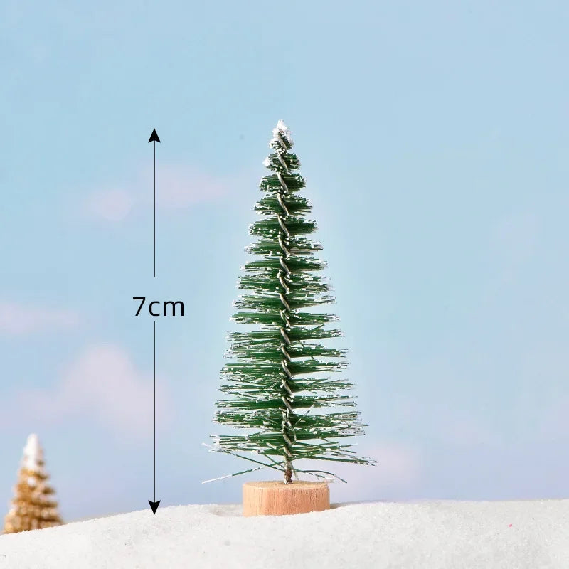 Mini Artificial Christmas Tree Figurine — Sisal, Silk & Cedar Pine for Fairy Garden, Micro Landscape & New Year Decor