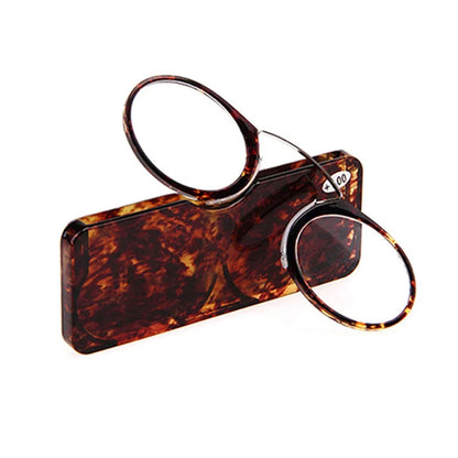 NONOR Magnifying Nose Clip Reading Glasses - Ultralight TR90 No Arm Portable Eyewear with Case +1.0 to +3.0 Lens