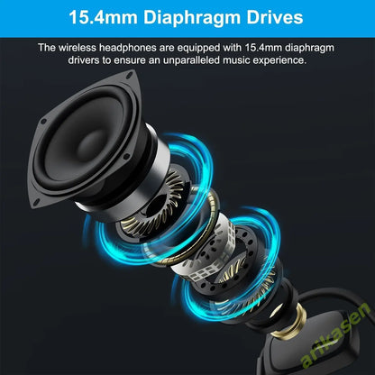 Bluetooth Headset with Microphone Boom – Noise Cancelling Open-Ear Wireless Headphones with Mute Button for Driving & Gym