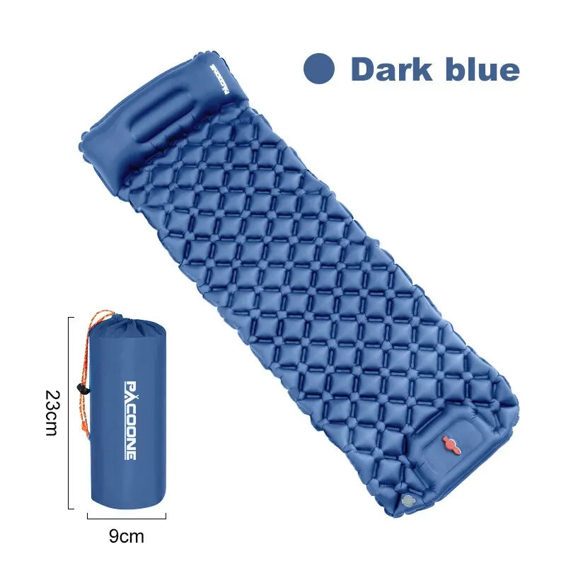 Outdoor Ultralight Inflatable Camping Mattress - Sleeping Pad with Pillows and Built-In Inflator Pump for Hiking