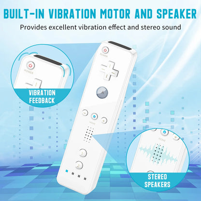 2-in-1 Nintendo Wii Controller Set | Wireless Remote Gamepad with Motion Plus Joystick & Silicone Case