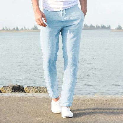 Men's Cotton Linen Pants – Breathable Solid Color Trousers for Autumn, Fitness & Streetwear, S-3XL