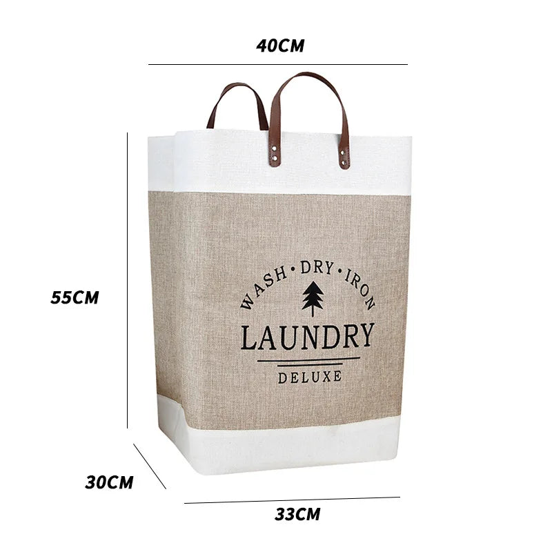 Large Capacity Fabric Laundry Basket — Foldable Dirty Clothes Storage Bin, Portable Household Storage Box