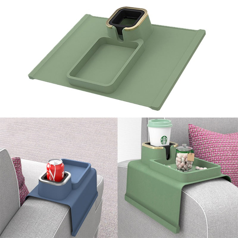 Anti-Slip Cup Holder Sofa Armrest Tray – Silicone Organizer for Recliner, Couch, and Remote Control