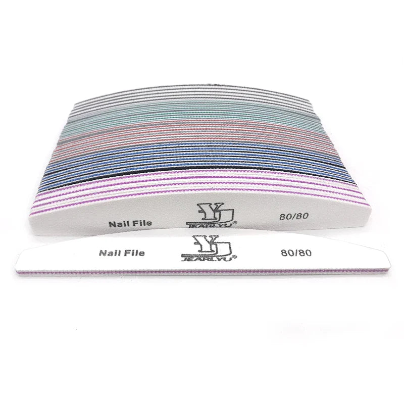 5Pcs Nail File Set – Mixed Colors with 80/100/150/180/240 Grit | Professional Sandpaper Cuticle Remover and Buffer Files
