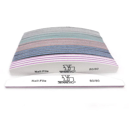5Pcs Nail File Set – Mixed Colors with 80/100/150/180/240 Grit | Professional Sandpaper Cuticle Remover and Buffer Files