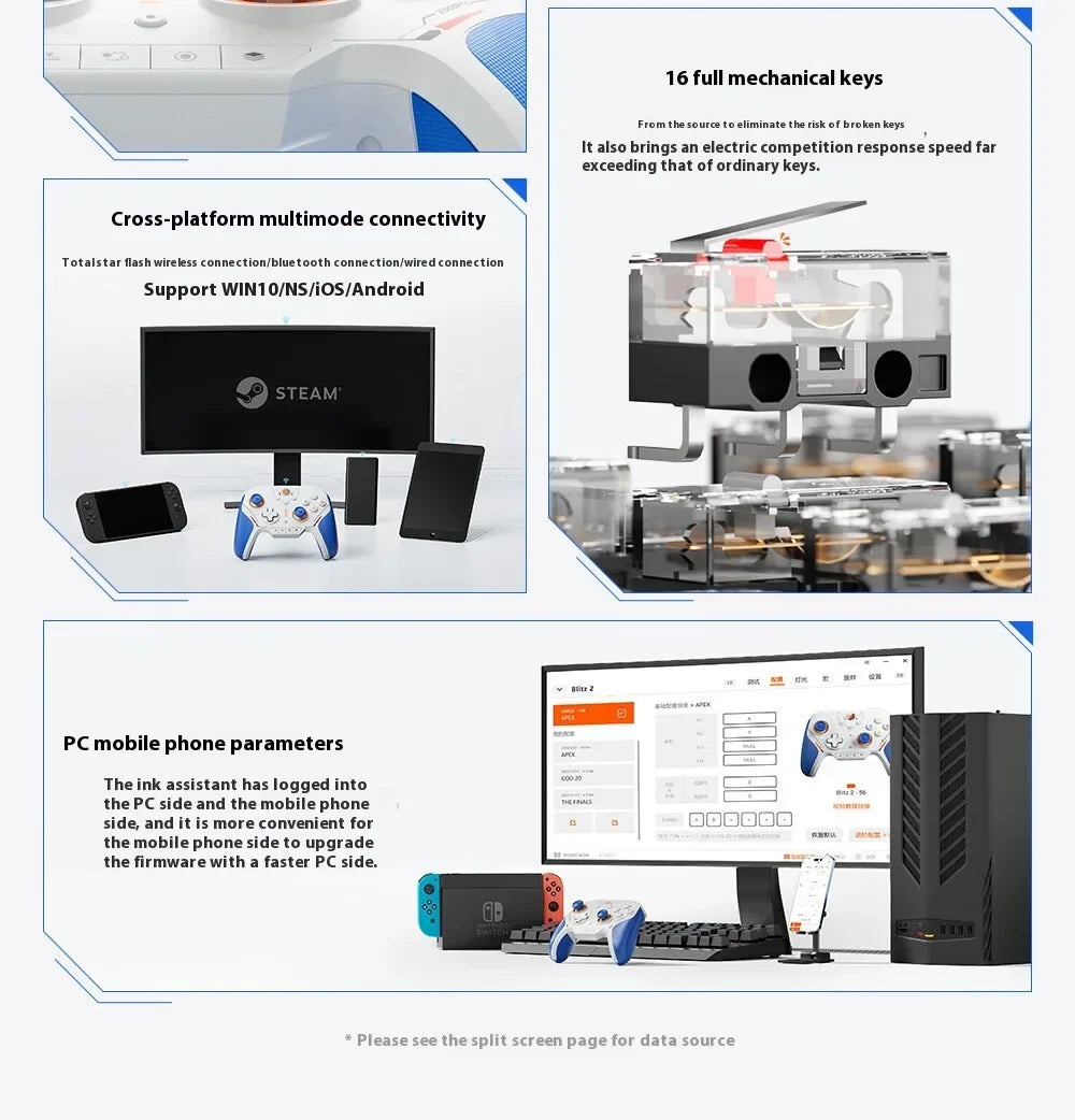 BIGBIGWON Blitz 2 TMR Star Flash Wireless Bluetooth Gamepad – 2000Hz Somatosensory Controller for Nintendo Switch, PC & Steam