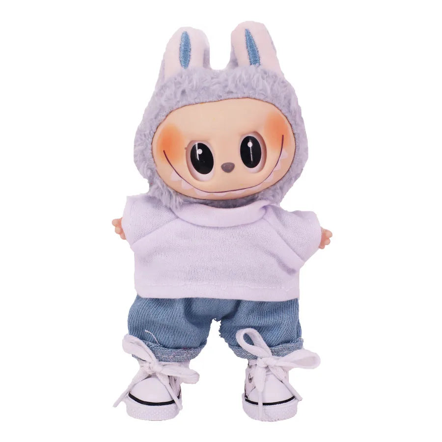 3.8cm Doll Shoes for 17cm Labubu Doll — Solid Color Lace-Up Canvas PU Shoes, Doll Clothing Accessories & Girl’s Toy Gift