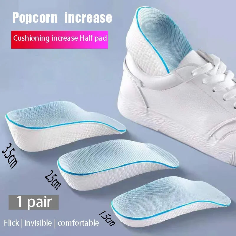 Arch Support Height Increase Insoles — Orthopedic Breathable Memory Foam Half Pads with 7-Point Lift for Flat Feet Support