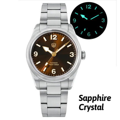 Watchdives WD1960S V2 36mm Vintage Cream Quartz Watch – VH31 Sweep Seconds, K1 Sapphire, Luminous Stainless Steel Men’s Watch
