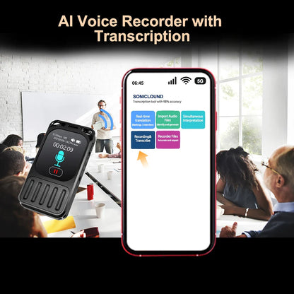 Vandlion V78AI Touchscreen Voice Recorder — Digital Audio & Video Player with 5.3" Display, Bluetooth, and Voice-to-Text Translator