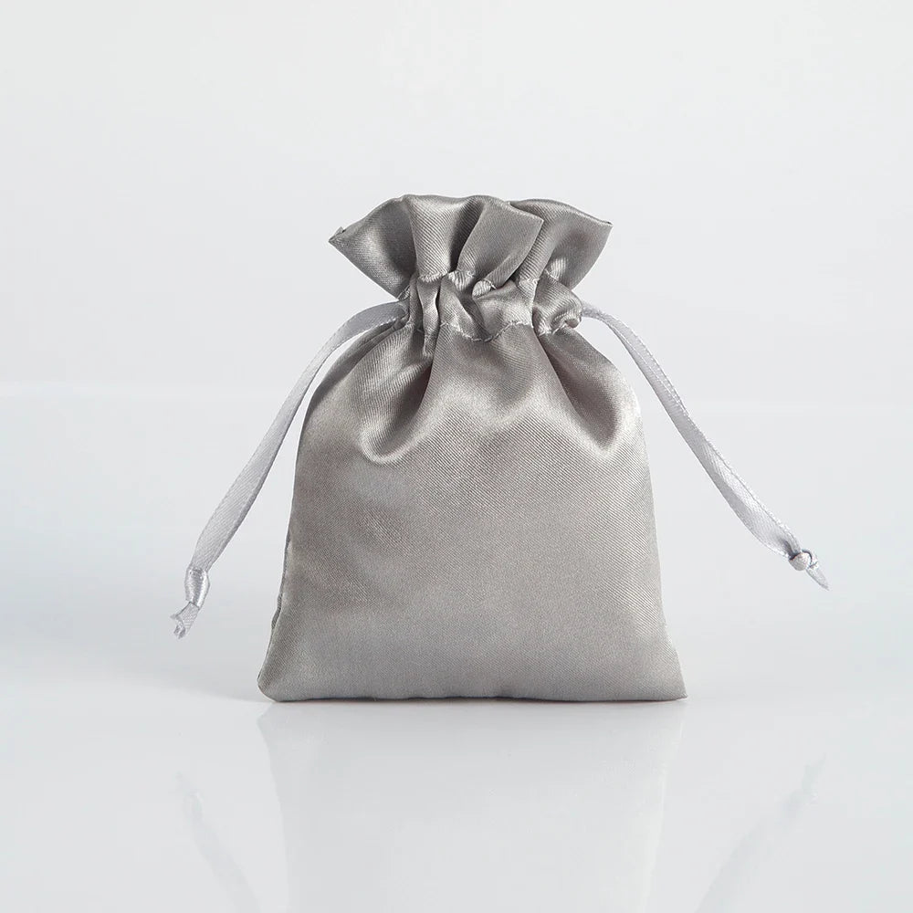 100PCS Silk Satin Jewelry Gift Bags – Drawstring Pouches for Necklace, Bracelet & Earrings, Wedding Party Favor & Christmas Gift Packaging, Custom Logo Ready