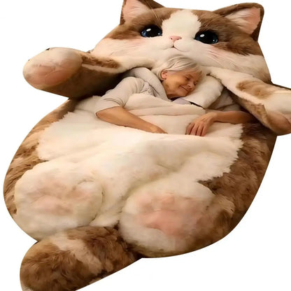 190x80cm Plush Animal Sleeping Bag for Adults – Soft Envelope Slumber Sack with Cat, Frog, Shark & Rabbit Designs for Home & Travel