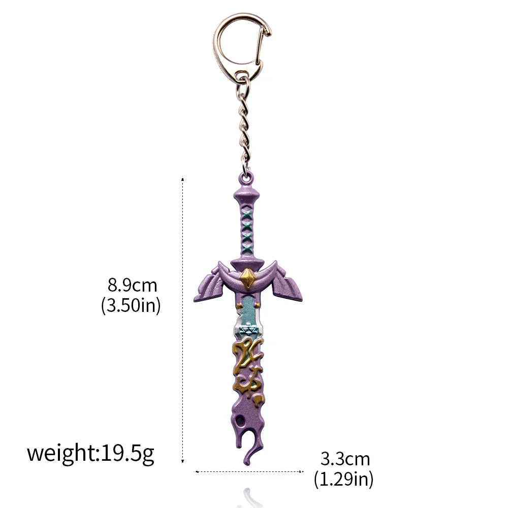Zelda Tears of the Kingdom Purah Pad Keychain – Master Sword & Hylian Shield Pendant for Fans
