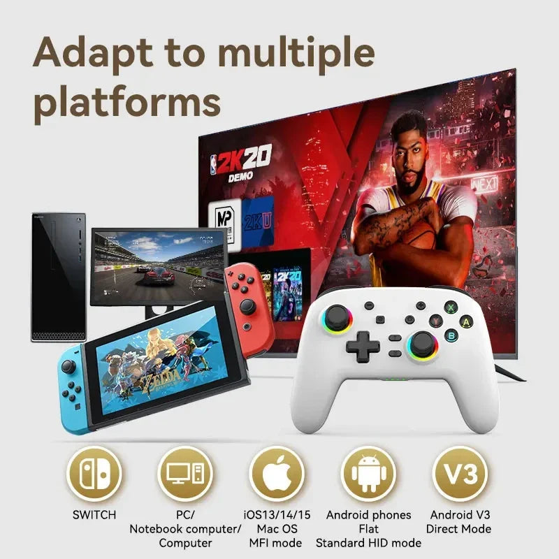 Wireless Pro Gamepad Controller for Nintendo Switch OLED/Lite & Elite – Bluetooth 6-Axis Joystick for PC & Steam Deck