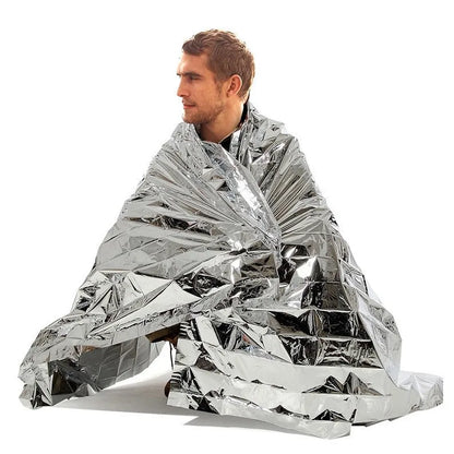 4PCS Emergency Mylar Thermal Blankets – Foil Space Blanket for NASA-Style Body Warmer, Outdoor First Aid, Camping, Hiking & Travel
