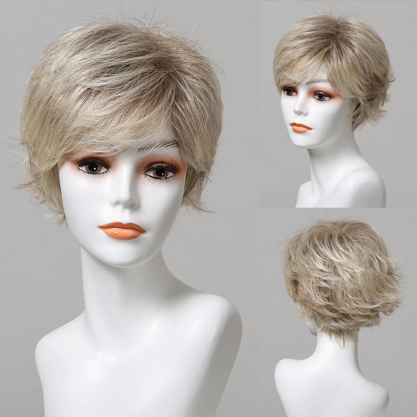 Platinum Blonde Short Pixie Cut Wig – 8 Inch Human Hair Wig with Bangs for Women, Soft Machine Made