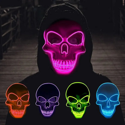 LED Halloween Horror Skull Mask - Luminous Cosplay Mask for Halloween Party Decoration