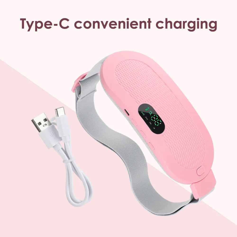 Electric Heating Pad for Women | Menstrual Cramp Relief Vibrator Belt | Abdominal Warmer & Blood Circulation Massager