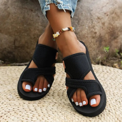 Women's Casual Flat Sandals - Open-Toe Summer Beach Holiday Shoes with Comfortable Fit