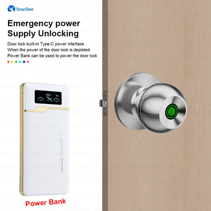 SmarDeer Fingerprint Door Lock – Tuya Smart Bluetooth Keyless Entry with Fingerprint & App Control