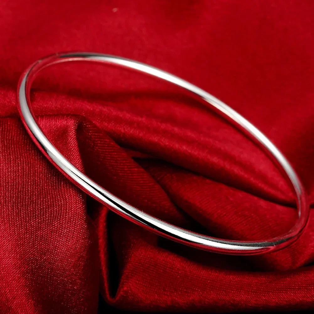 Women’s 925 Sterling Silver Open Cuff Bangle – Adjustable Charm Bracelet for Wedding Party Fashion Jewelry
