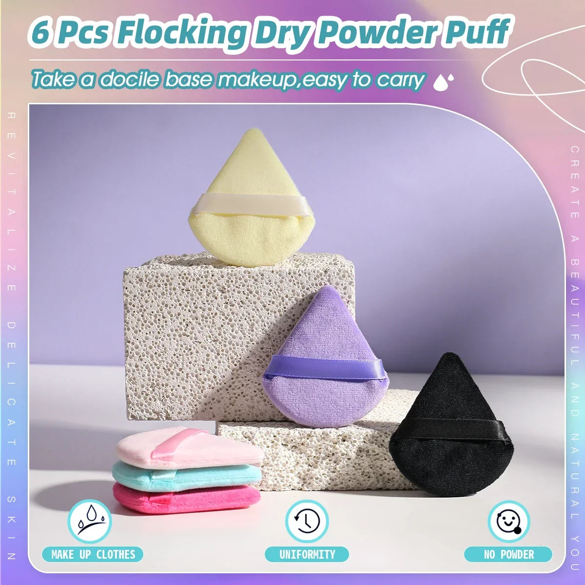 10/20PCS Triangle Velvet Powder Puffs – Mini Face Makeup Sponges, Washable & Lightweight Cosmetic Tools