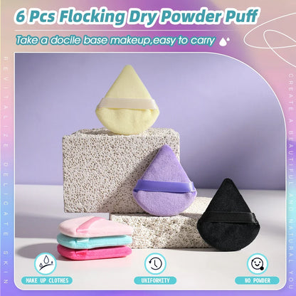 10/20PCS Triangle Velvet Powder Puffs – Mini Face Makeup Sponges, Washable & Lightweight Cosmetic Tools
