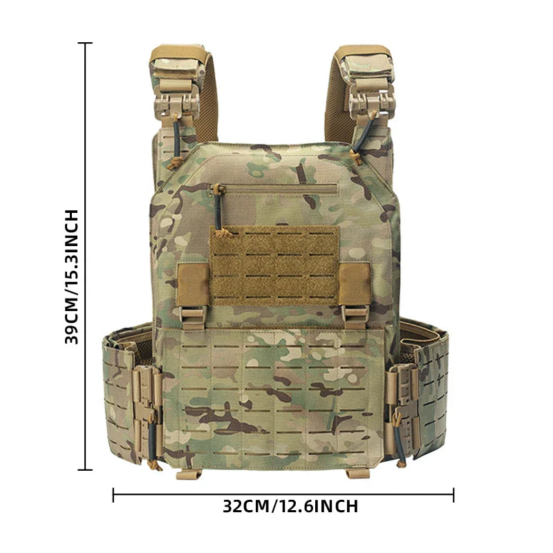 New Combat Vest 6094 – Quick Detachable Lightweight Laser Cut Tactical Vest, Black Gear for Protective Plate Carry