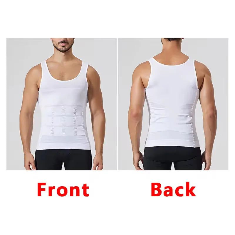 YBFDO Men's Slimming Body Shaper Compression Vest - Seamless Waist Trainer Tank Top for Weight Loss and Belly Control