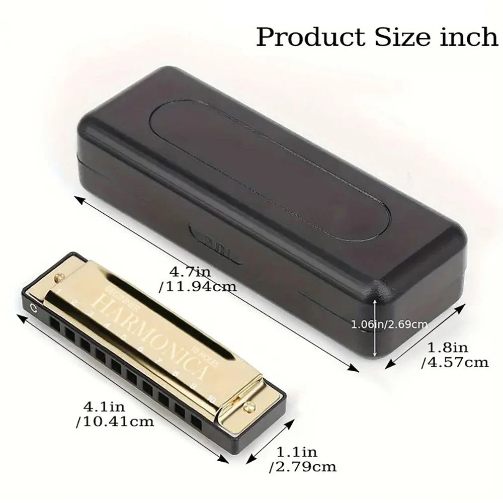 10-Hole C Diatonic Harmonica - Phosphor Bronze Beginner Mouth Organ with Case Kit