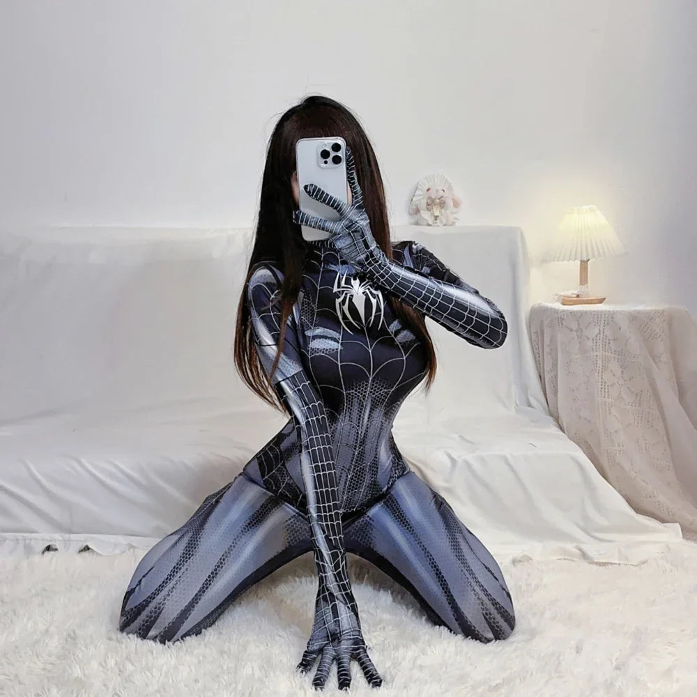 Spider-Man Superhero Cosplay Bodysuit – Avengers Venom Spandex Costume with Corset for Women and Girls