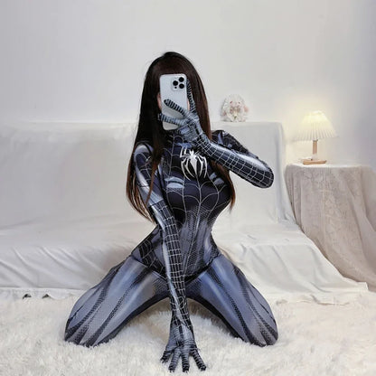Spider-Man Superhero Cosplay Bodysuit – Avengers Venom Spandex Costume with Corset for Women and Girls