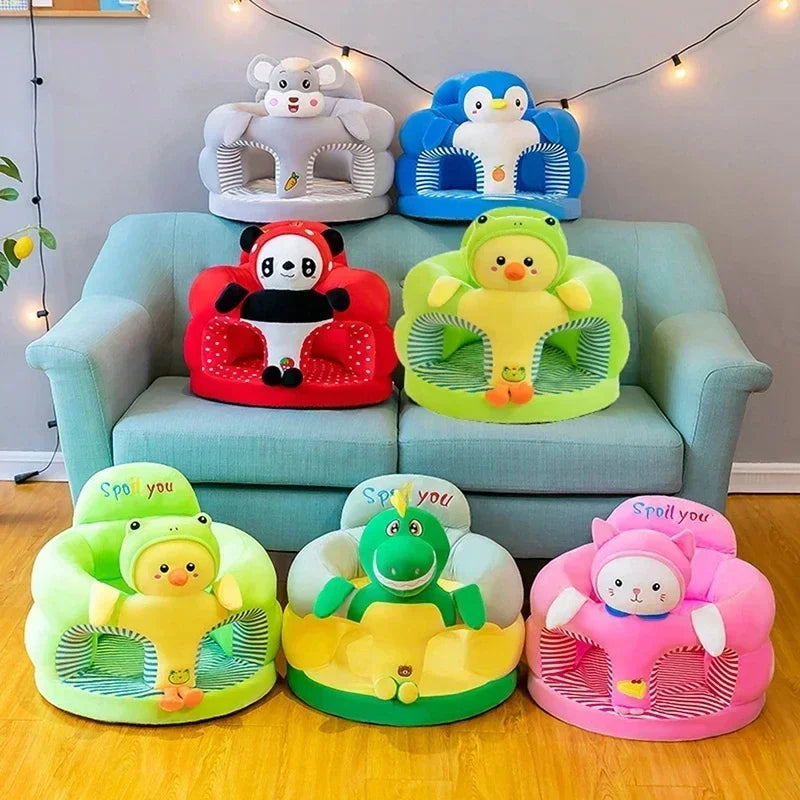 Baby Animal Plush Sofa Cover - Soft Feeding Chair Seat Cover for Toddlers, Comfortable Baby Sofa Cushion Without Filling