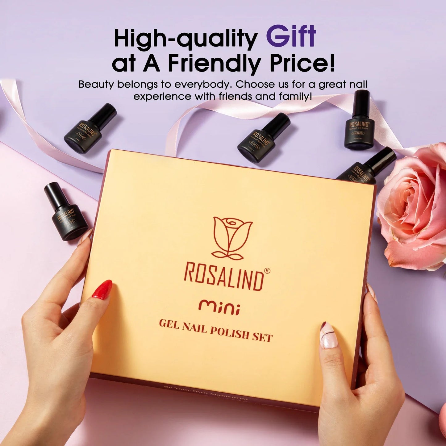 ROSALIND 24PCS Gel Nail Polish Set with Base & Top Coat – Long-Lasting Soak Off Nail Gel Kit