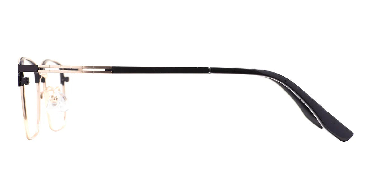 Comfortable Rectangular Men’s Business Glasses – Full Rim Browline Metal Frame for Optical Prescription Lenses