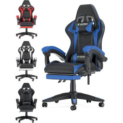 Gaming Chair with Footrest – Ergonomic Gamer Chair with Lumbar Cushion, Headrest, and Height Adjustable for Computer