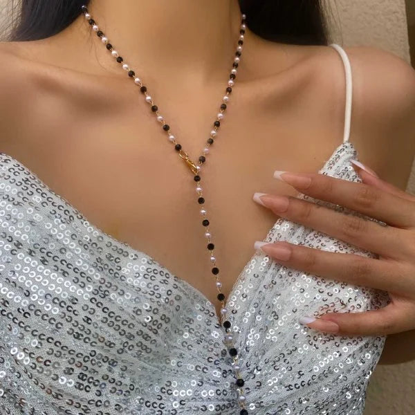 Trendy Y-Shaped Metal Necklace - Gold & Silver Color Long Collarbone Chain Bohemian Party Body Jewelry Gift