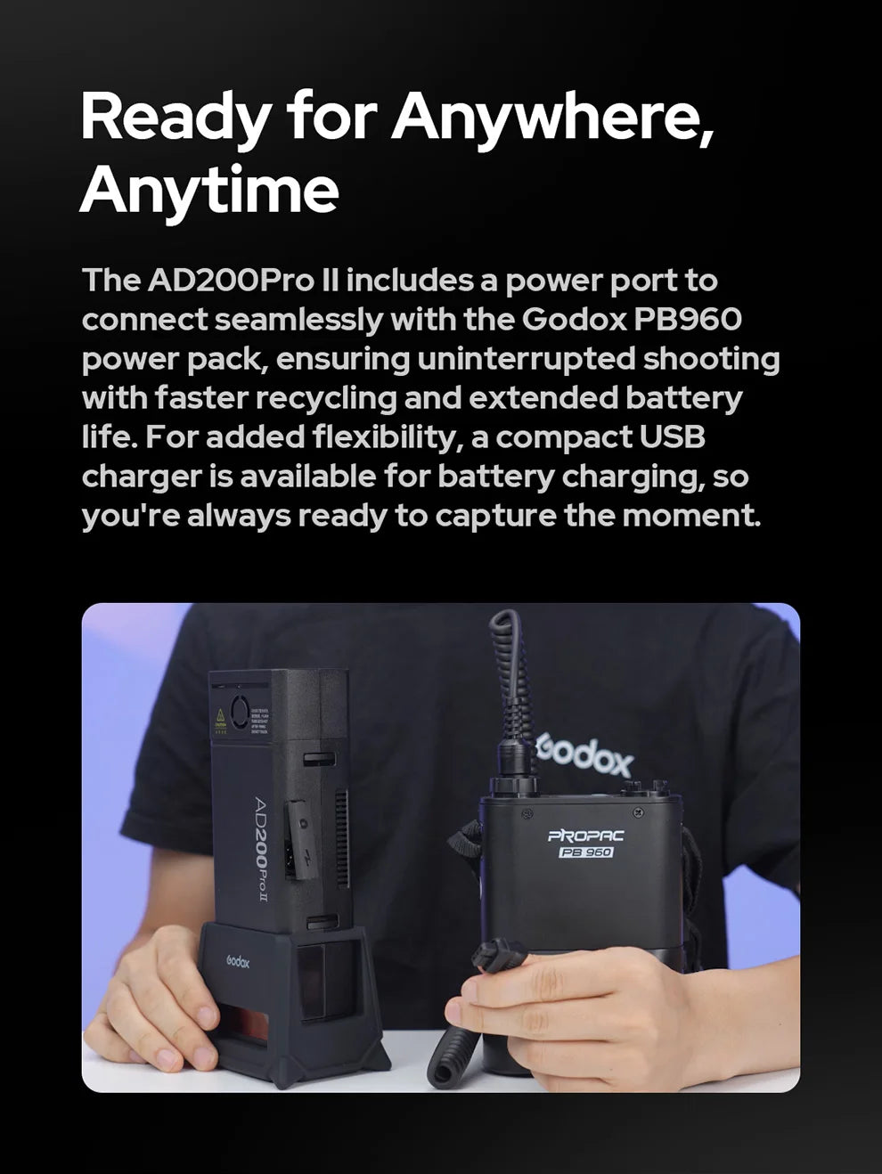 Godox AD200Pro II TTL Wireless Camera Pocket Flash – 2.4G, Compatible with X1T for Nikon, Canon, Sony, Fuji, Olympus