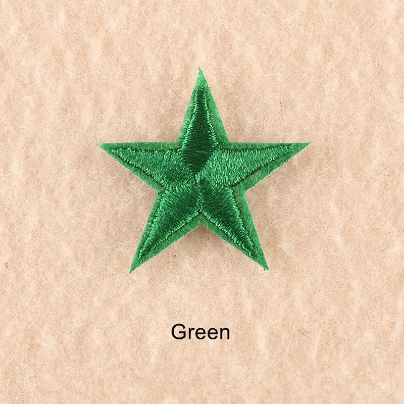 10Pcs Mini Star Embroidery Iron-On Patches – DIY Clothing Appliques Pentagram Stickers for Jackets, Jeans & Bags (Black, White, Gold)