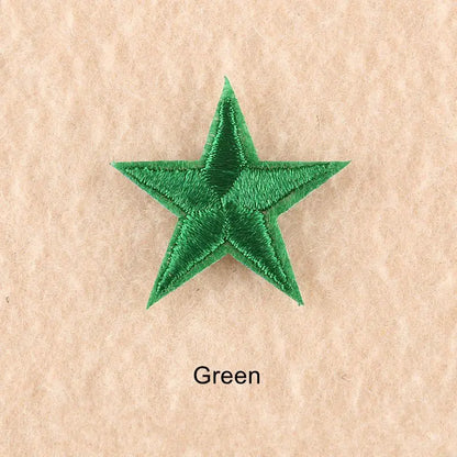 10Pcs Mini Star Embroidery Iron-On Patches – DIY Clothing Appliques Pentagram Stickers for Jackets, Jeans & Bags (Black, White, Gold)