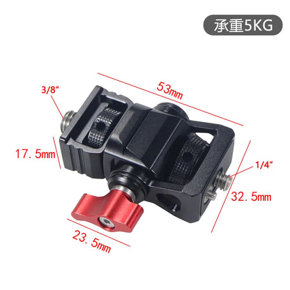 Mini Monitor Mount Holder – Swivel & Tilt Tripod Head with Cold Shoe Adapter for Flash, Microphone, and Fill Light
